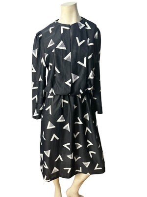 Vintage 80's black & white dress L