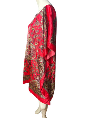 Vintage red paisley scarf dress M L