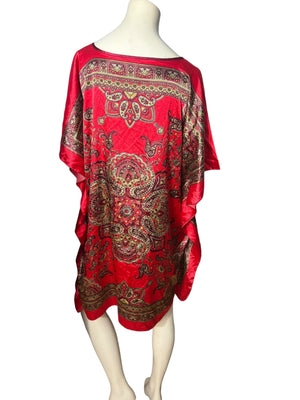 Vintage red paisley scarf dress M L