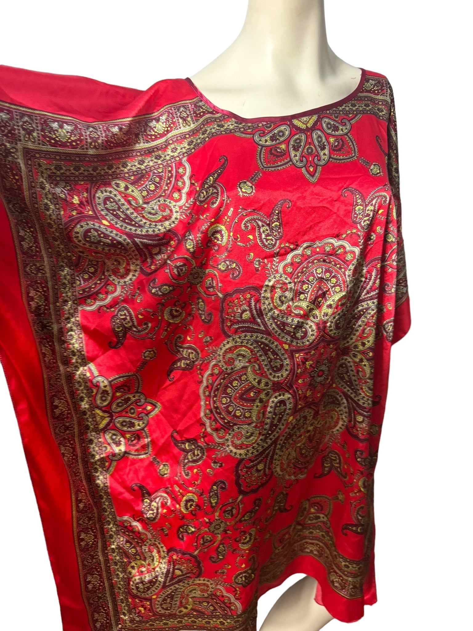 Vintage red paisley scarf dress M L