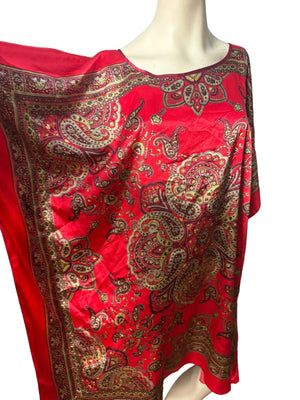 Vintage red paisley scarf dress M L