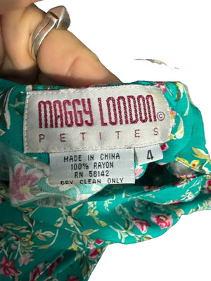 Vintage 80's green rayon dress 4 Maggy London