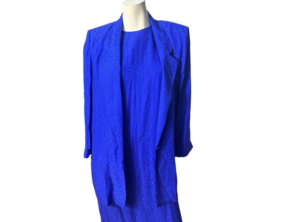 Vintage 80's blue silk dress & jacket 10 Liz Claiborne