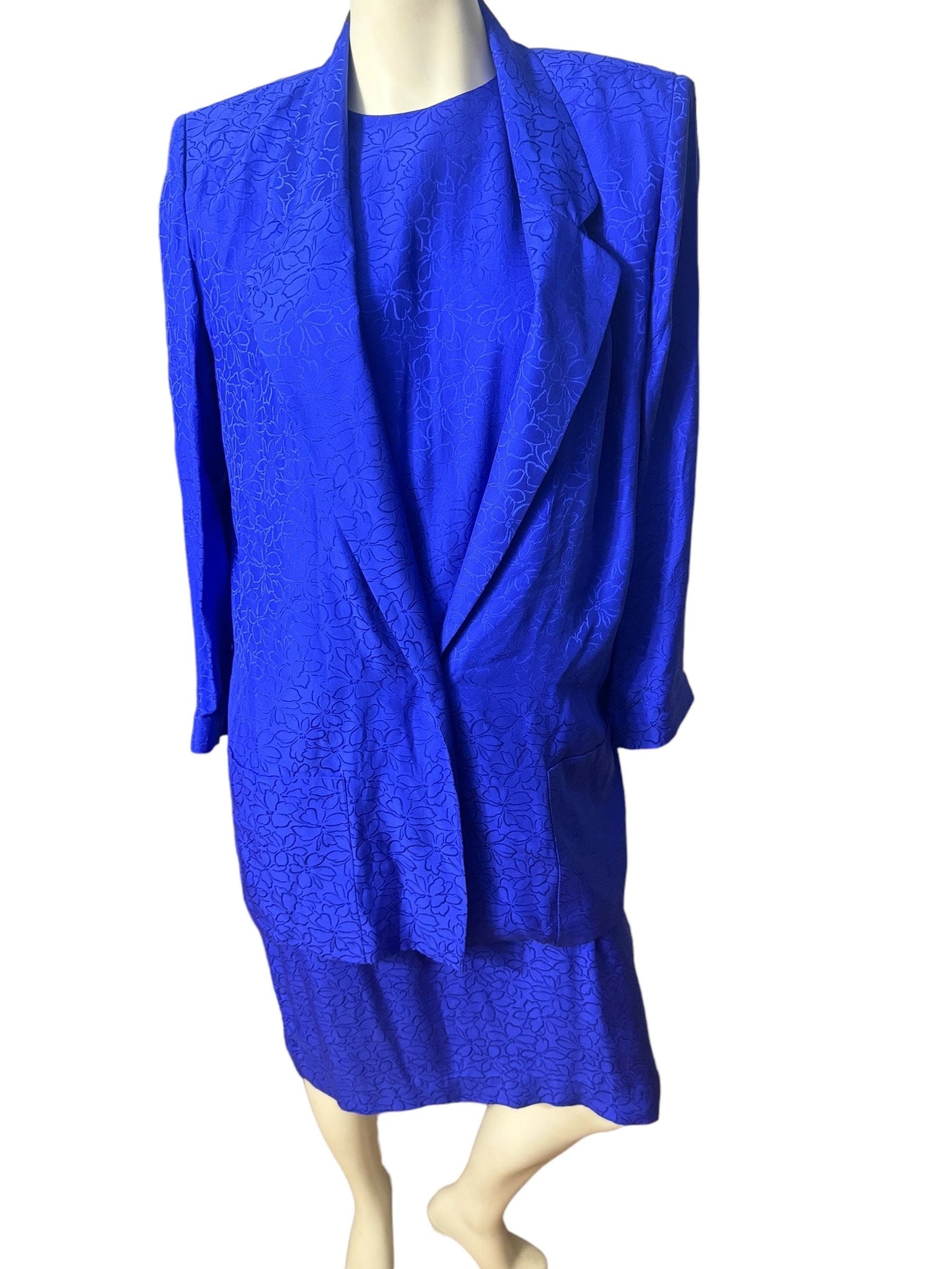 Vintage 80's blue silk dress & jacket 10 Liz Claiborne