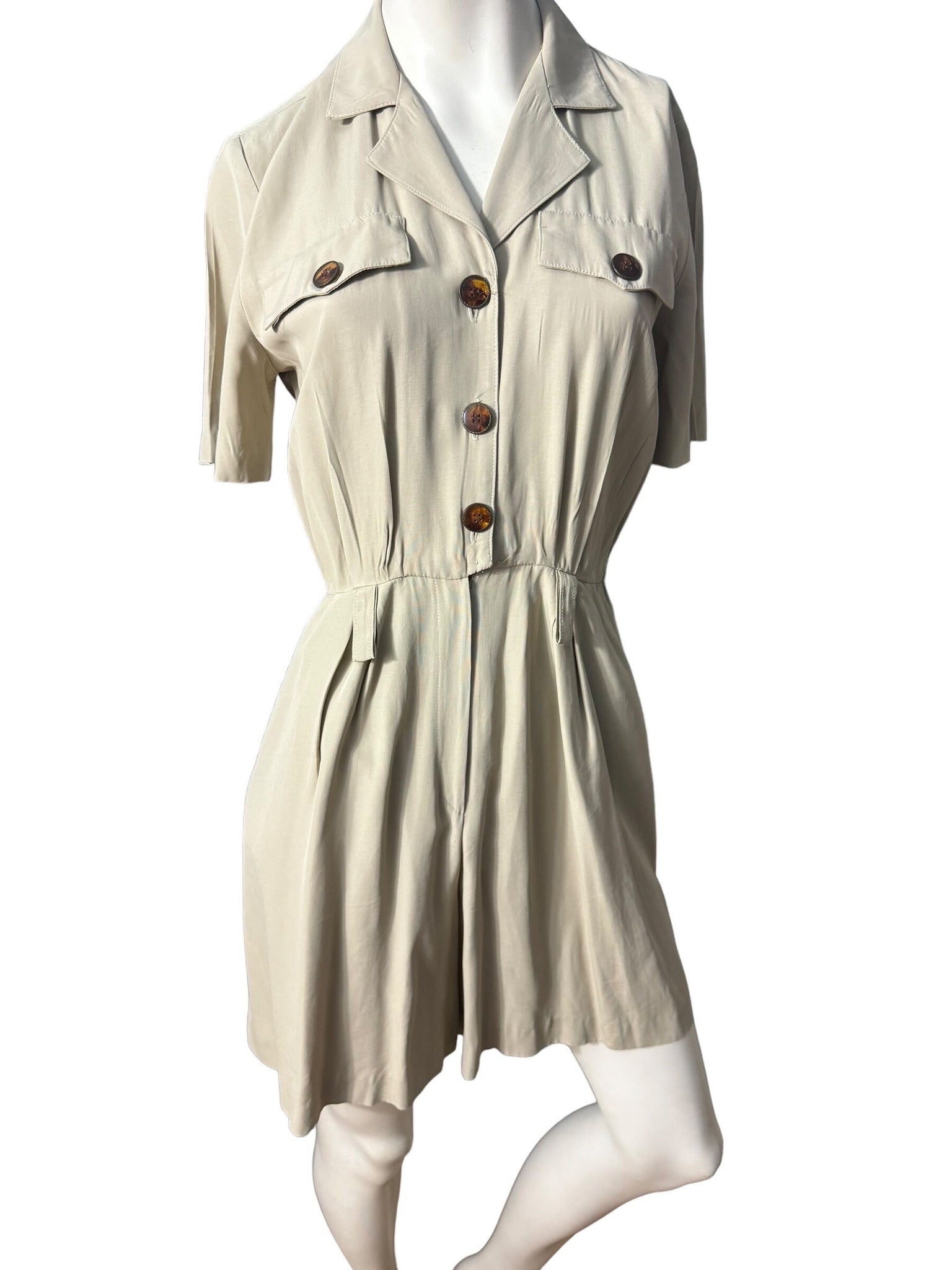 Vintage 80's tan romper jumpsuit M