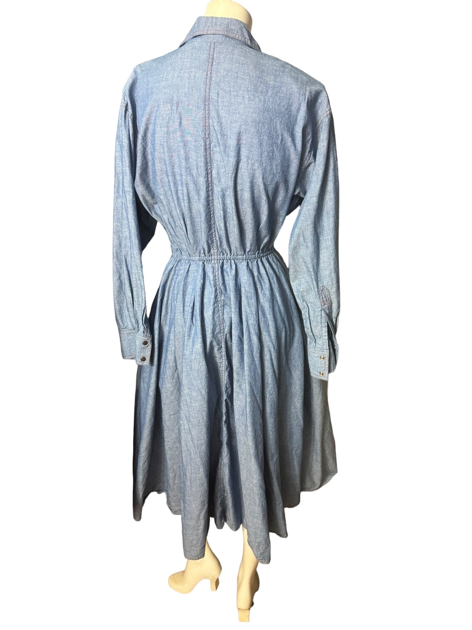 Vintage 80's jean wrap dress L