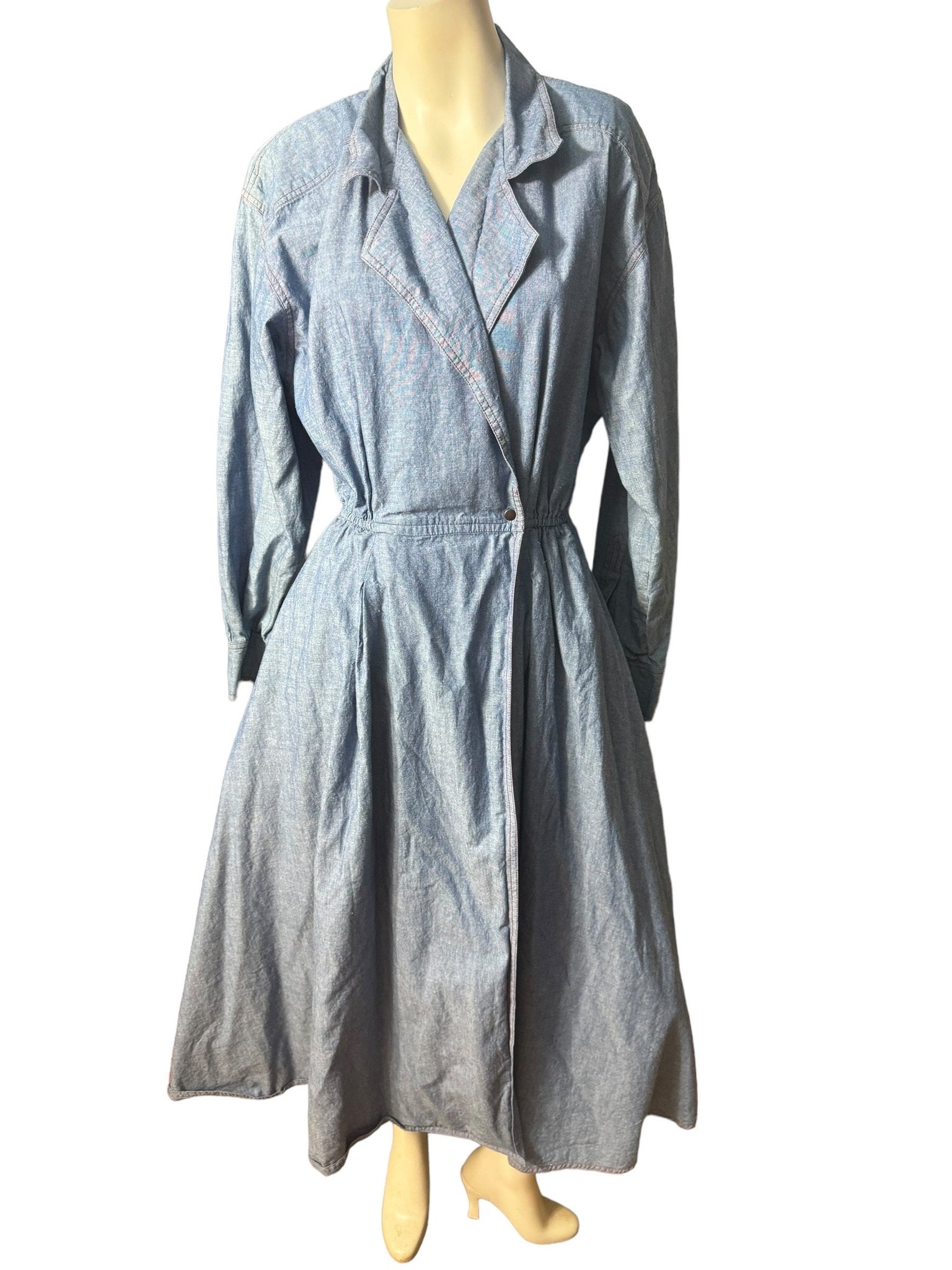 Vintage 80's jean wrap dress L
