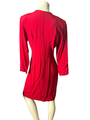 Vintage 80's red bow dress M Kate Warner