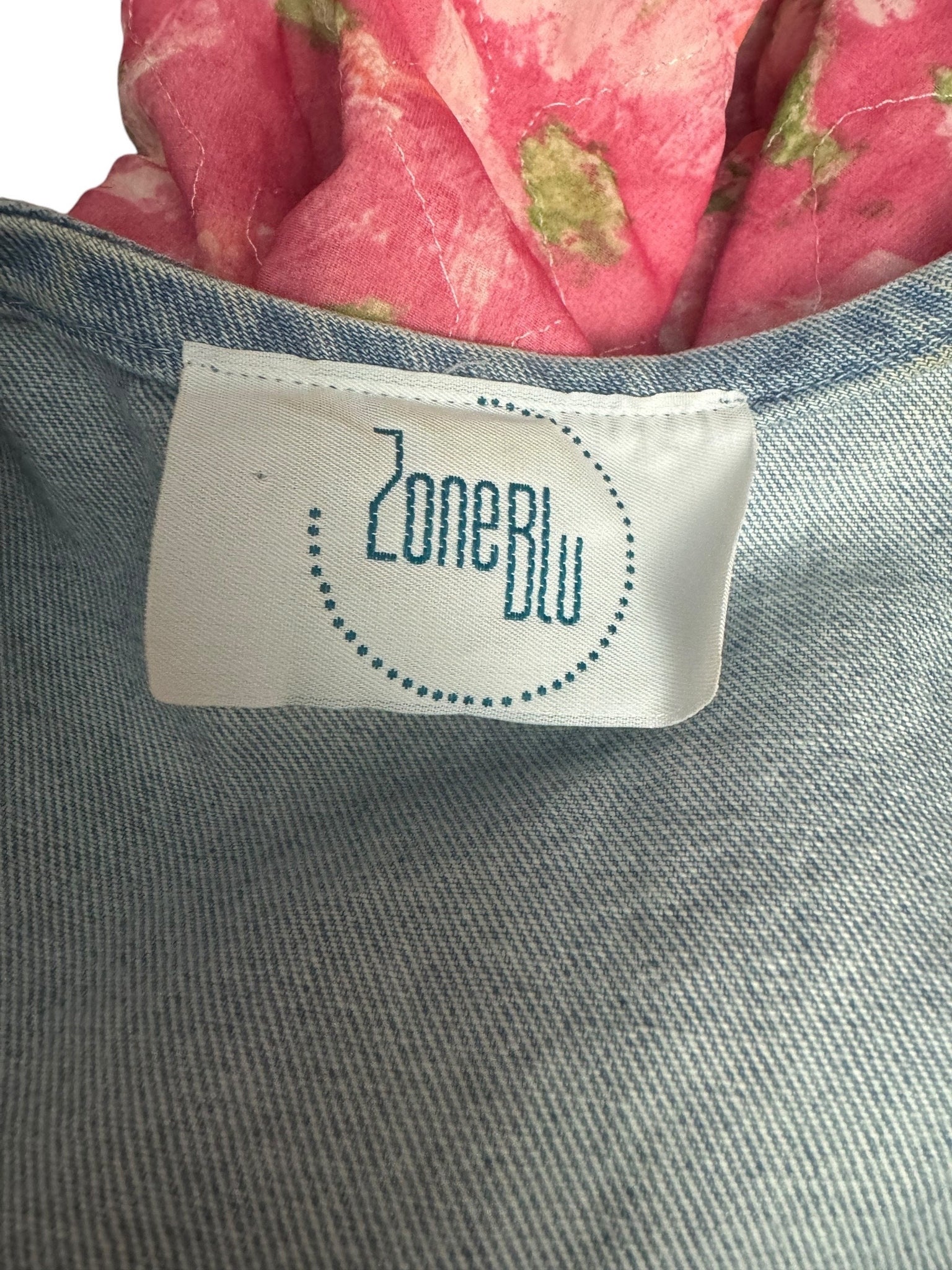 Vintage 80's jean rhinestone vest M Zone Blu