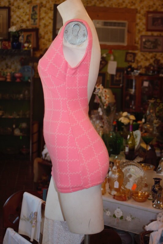 Vintage 60's pink swimsuit play suit M/L