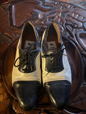 Vintage Men's black & cream oxfords 7 Carlo Morandi