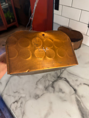 vintage pair of copper shelves planters