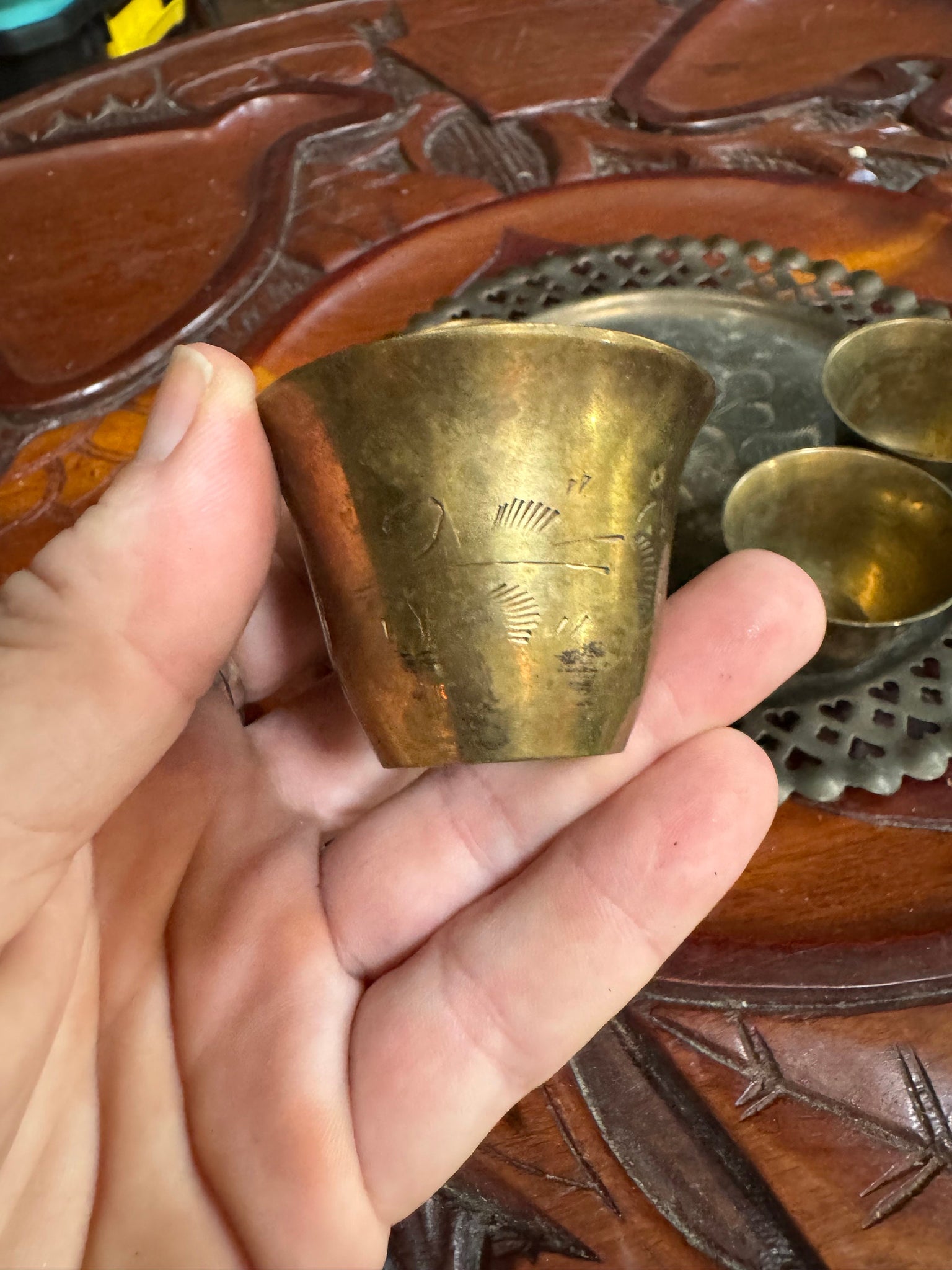 Vintage brass India coffee set