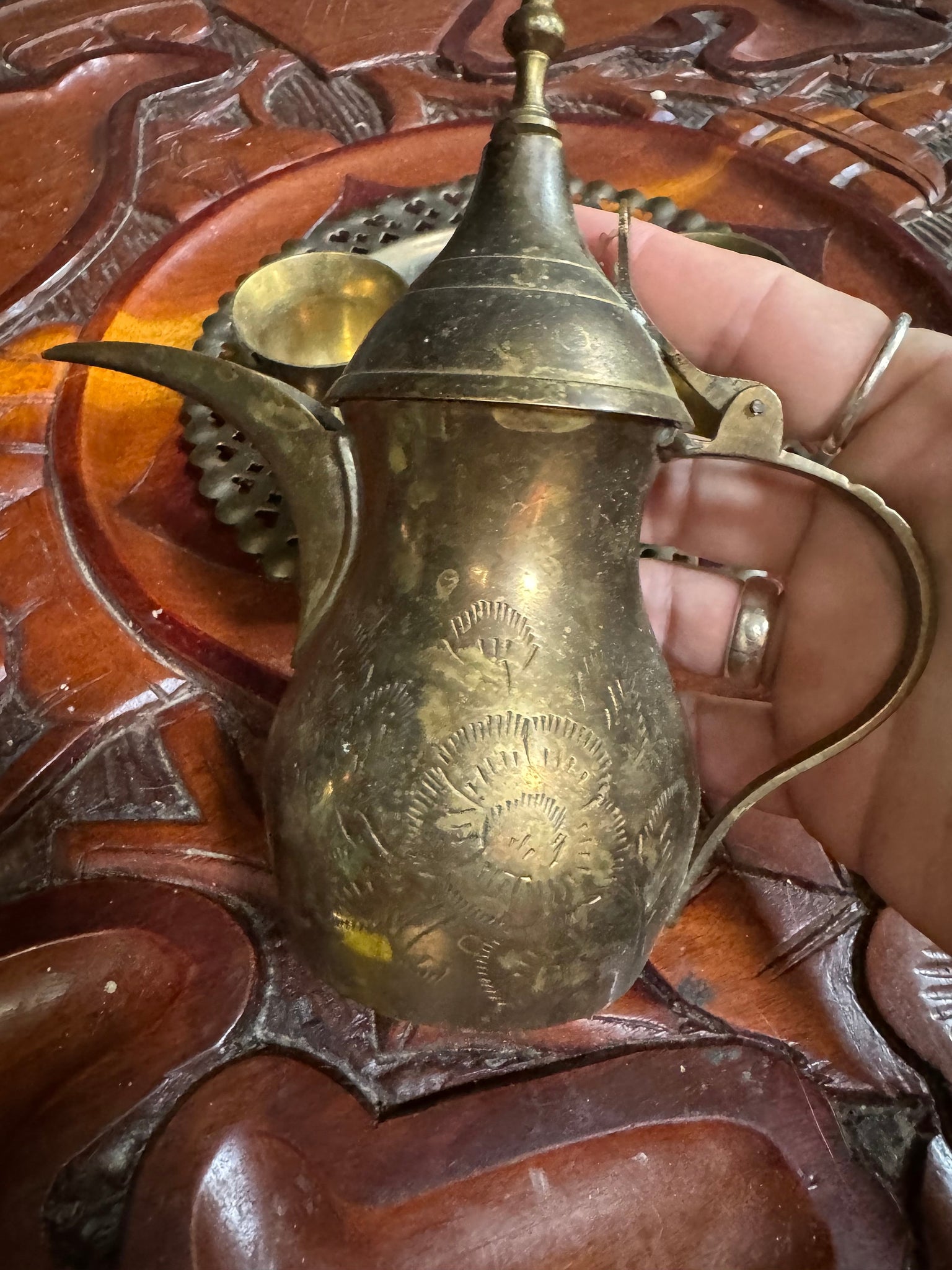 Vintage brass India coffee set