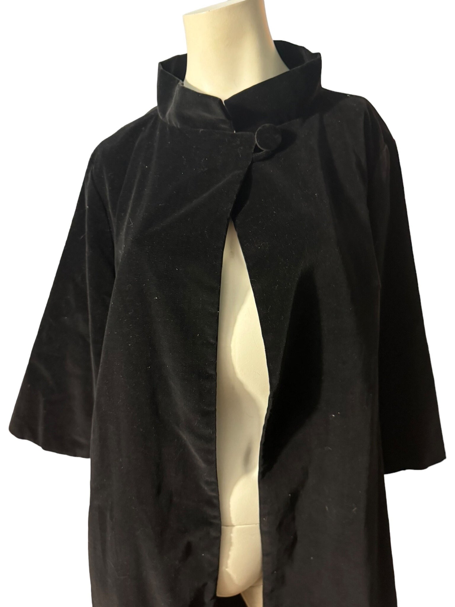 Vintage black velvet 50's coat M L