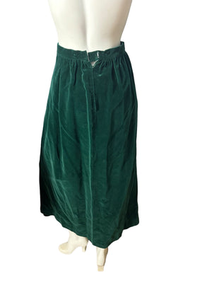 Vintage 70's green velvet skirt suit set S