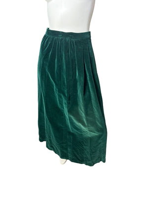 Vintage 70's green velvet skirt suit set S