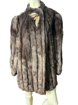 Vintage brown faux fur coat jacket M