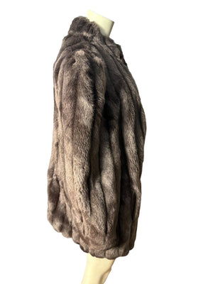 Vintage brown faux fur coat jacket M