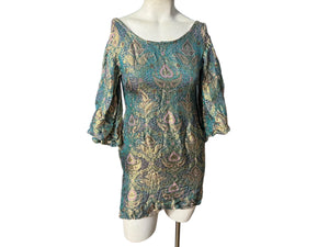 Vintage 70's brocade mini dress S