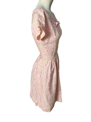 Vintage 50's pink cotton day dress S