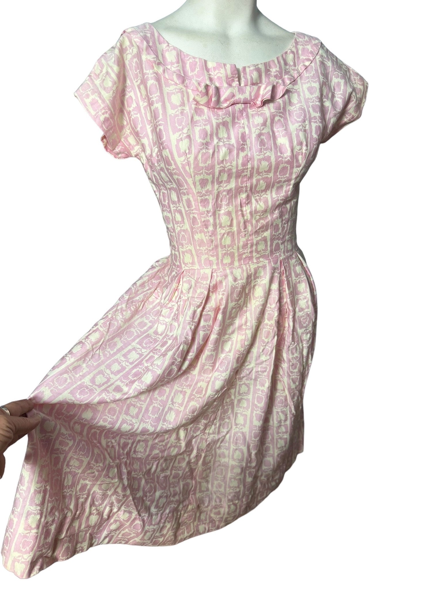 Vintage 50's pink cotton day dress S
