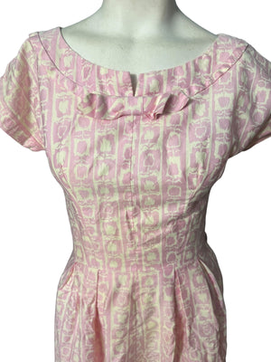 Vintage 50's pink cotton day dress S