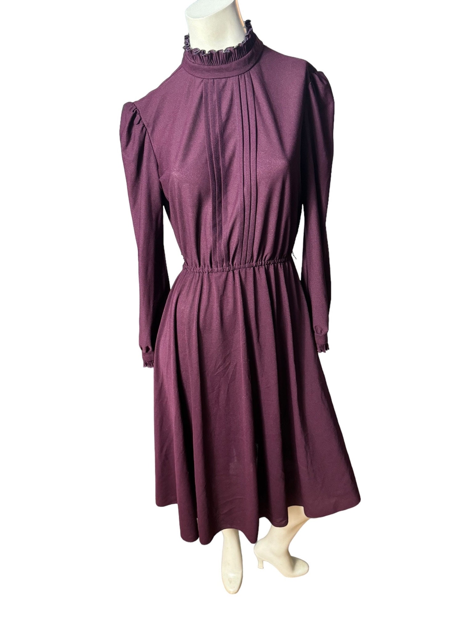 Vintage purple 70's full skirt dress M