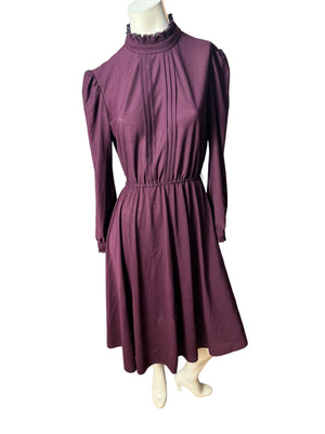 Vintage purple 70's full skirt dress M