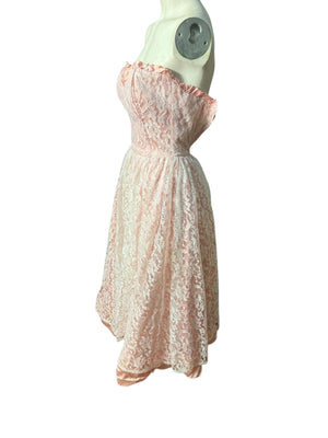 Vintage 80's Gunne Sax cupcake pink lace dress XS
