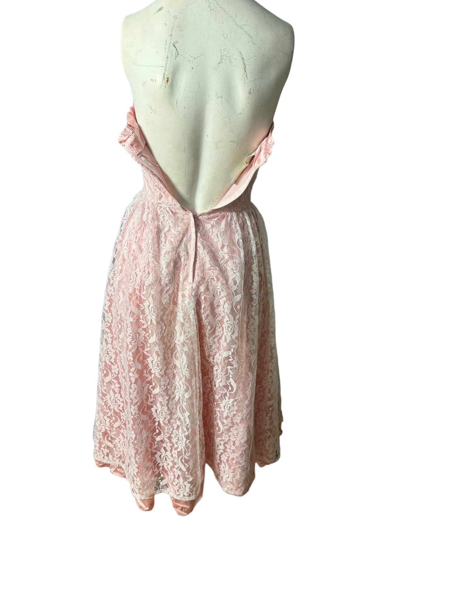 Vintage 80's Gunne Sax cupcake pink lace dress XS