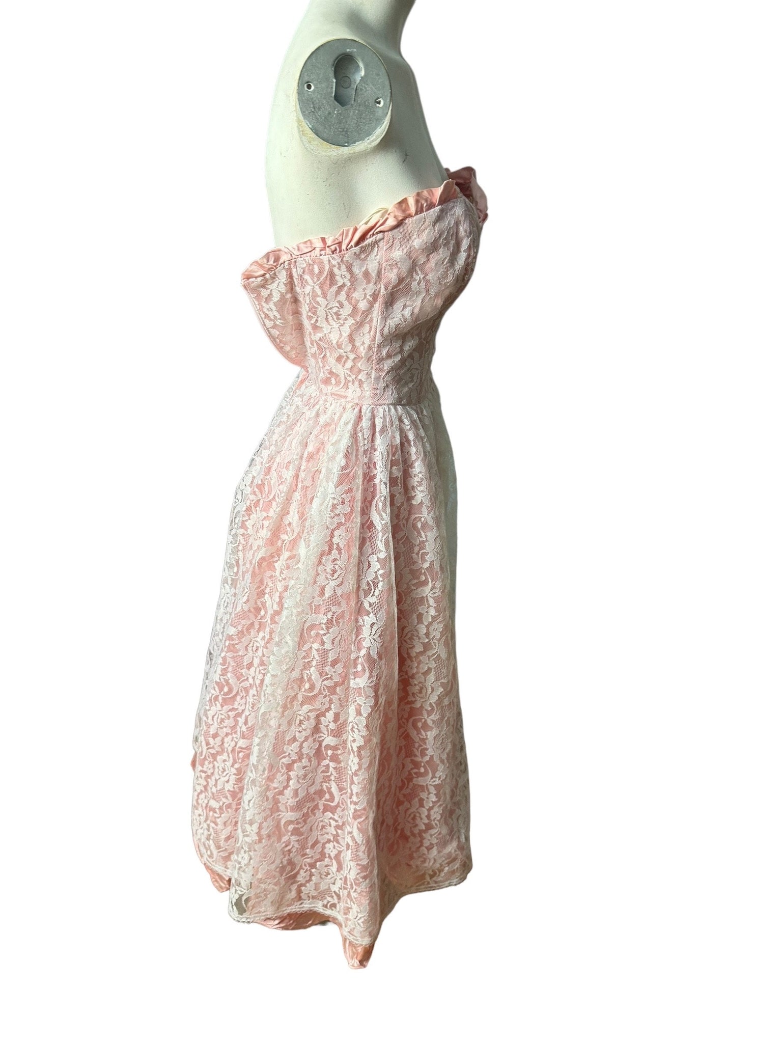 Vintage 80's Gunne Sax cupcake pink lace dress XS