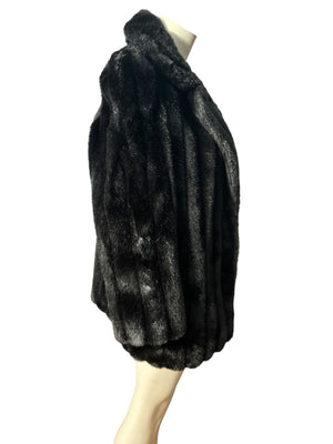 Vintage faux brown fur coat jacket L