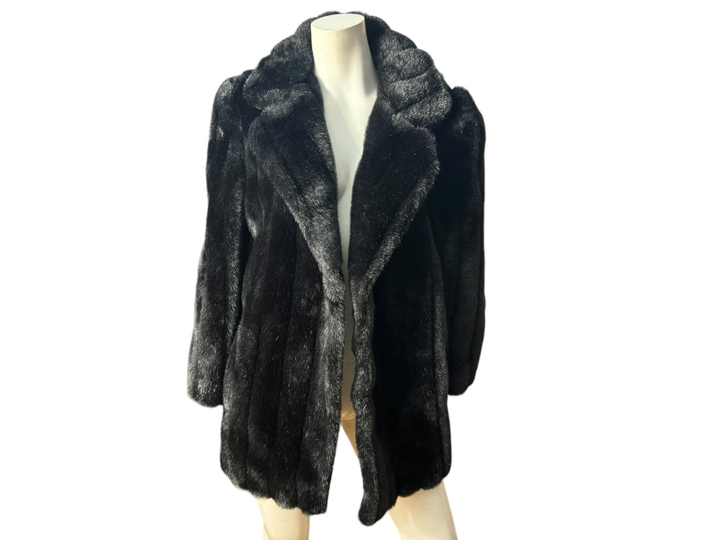 Vintage faux brown fur coat jacket L