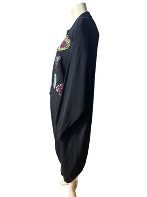 Vintage 80's black heart sweater dress 3x