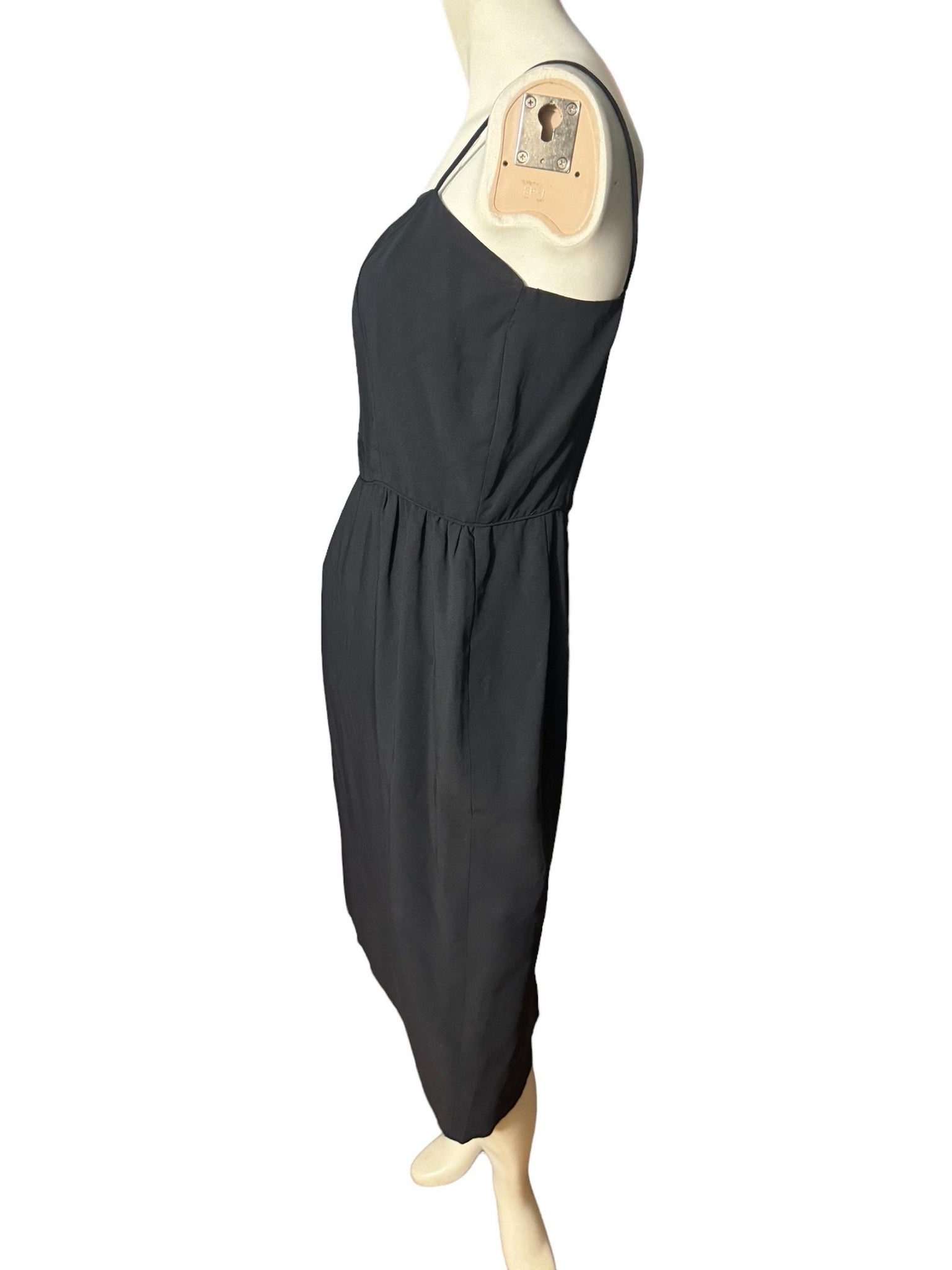 Vintage 60's black rayon sheath dress M