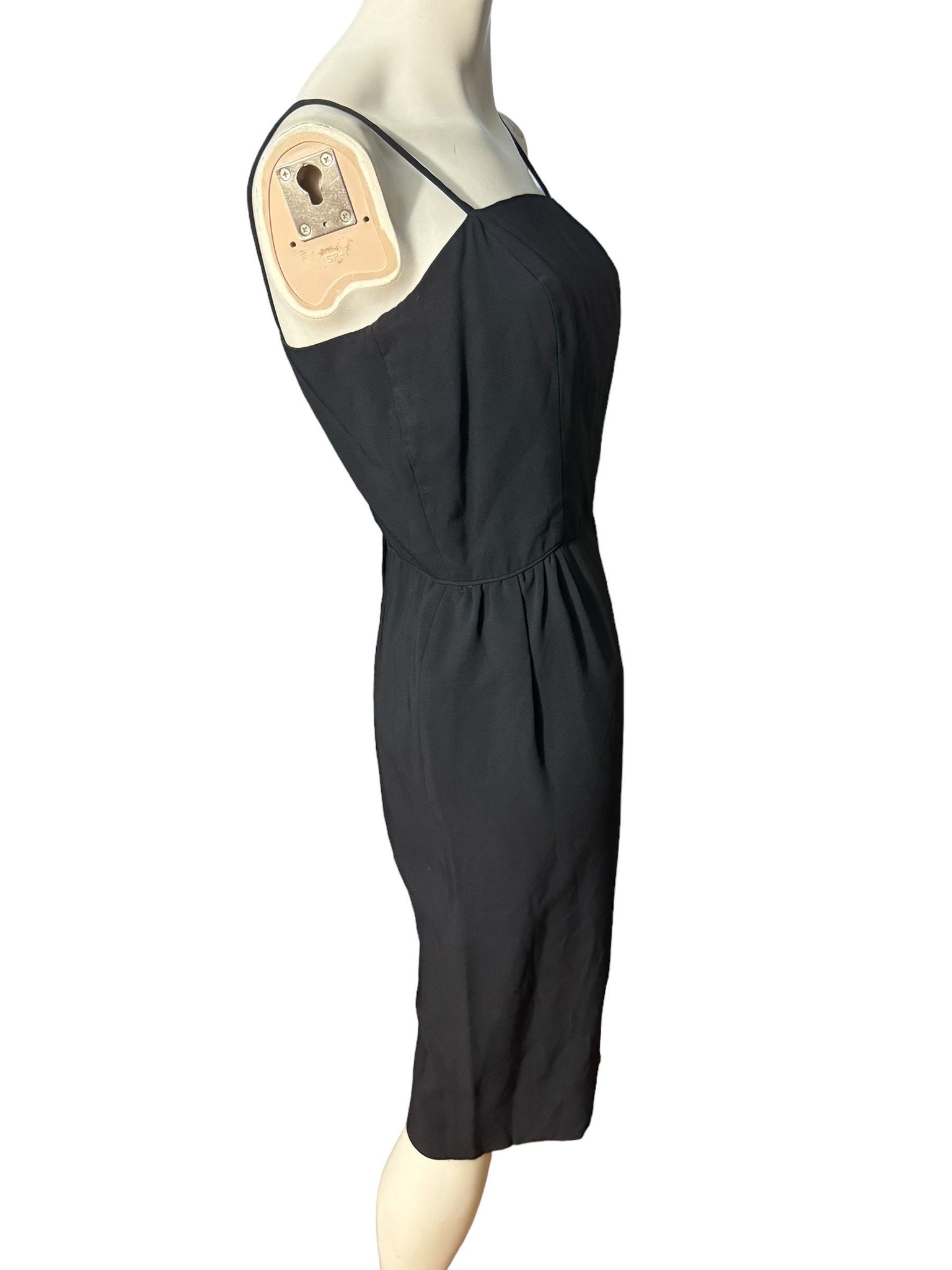 Vintage 60's black rayon sheath dress M