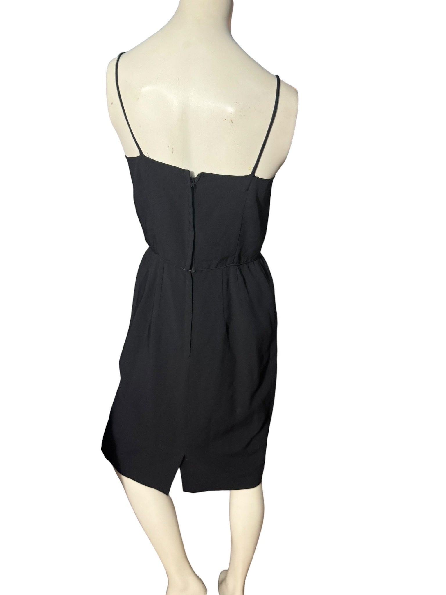 Vintage 60's black rayon sheath dress M