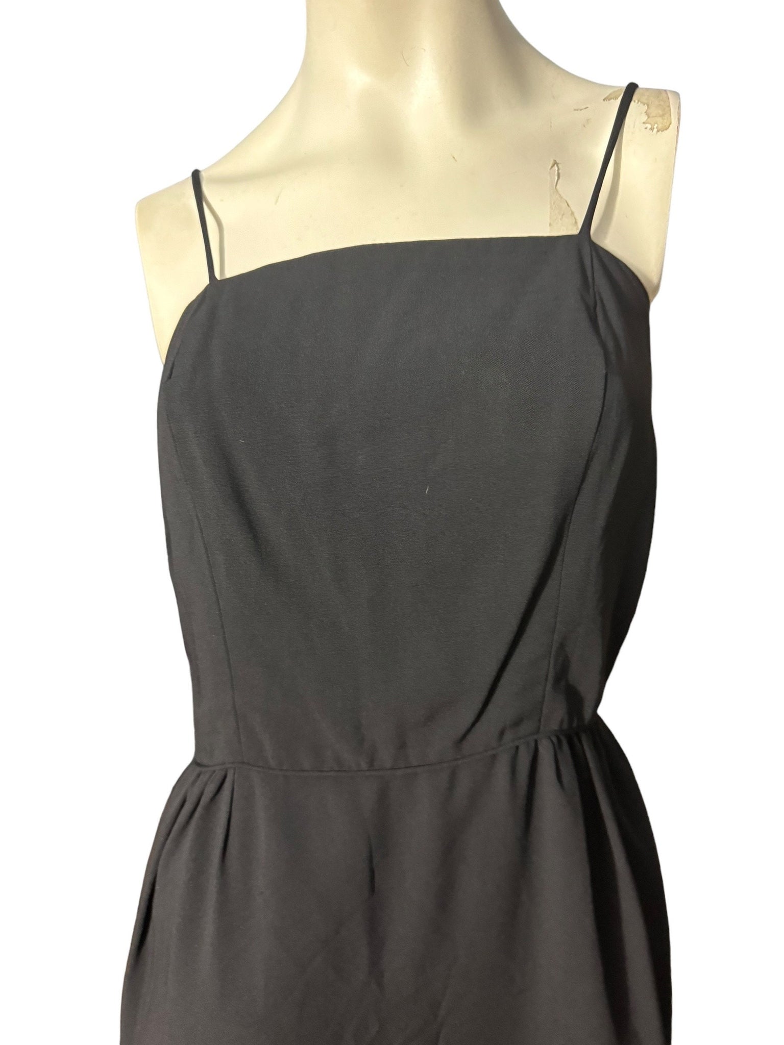 Vintage 60's black rayon sheath dress M