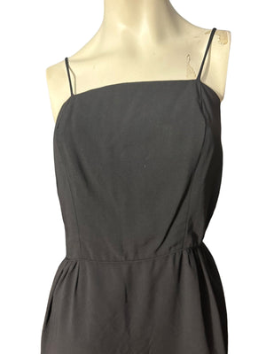 Vintage 60's black rayon sheath dress M
