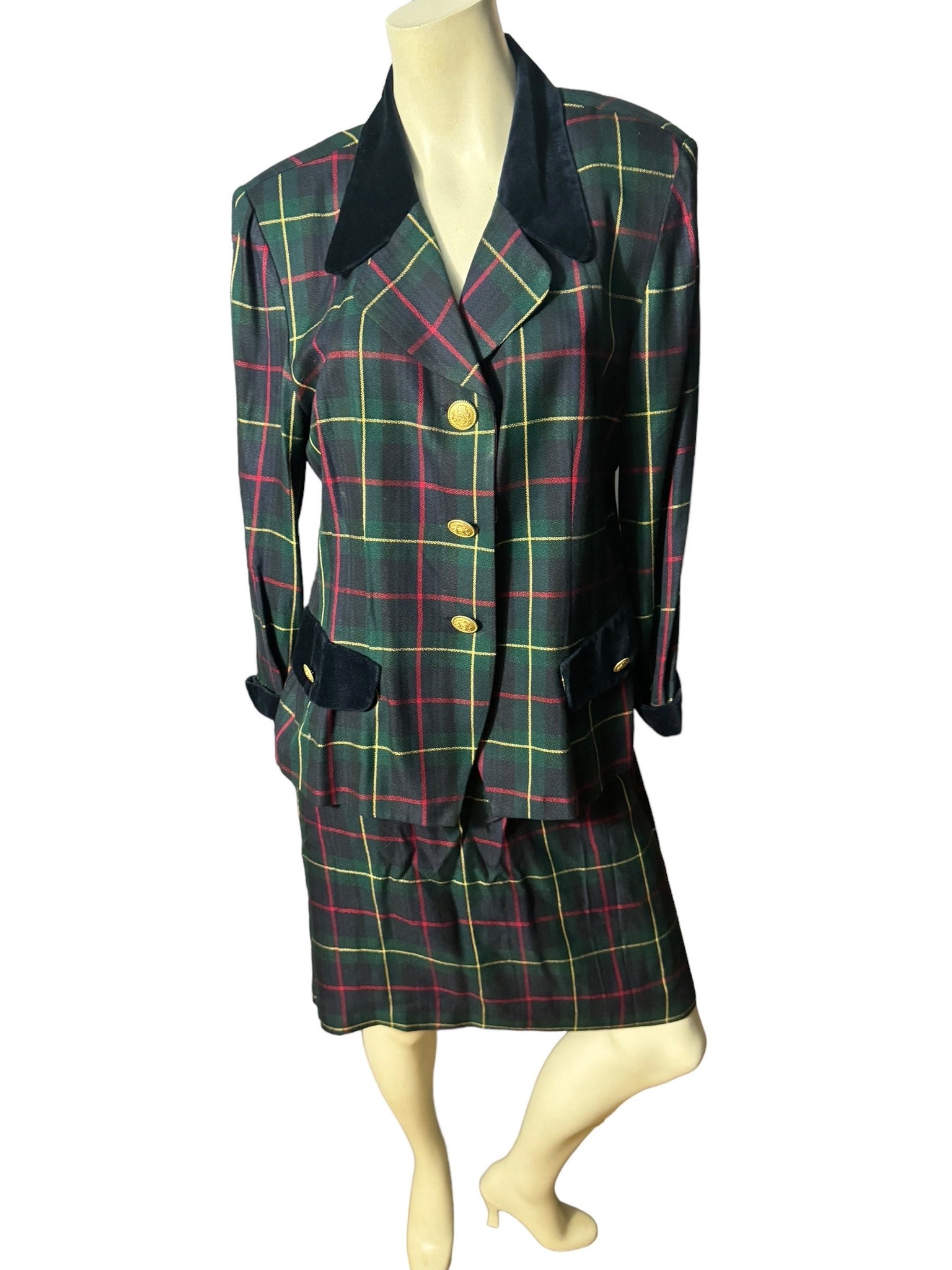 Vintage plaid 80's suit 14 L Dani Max