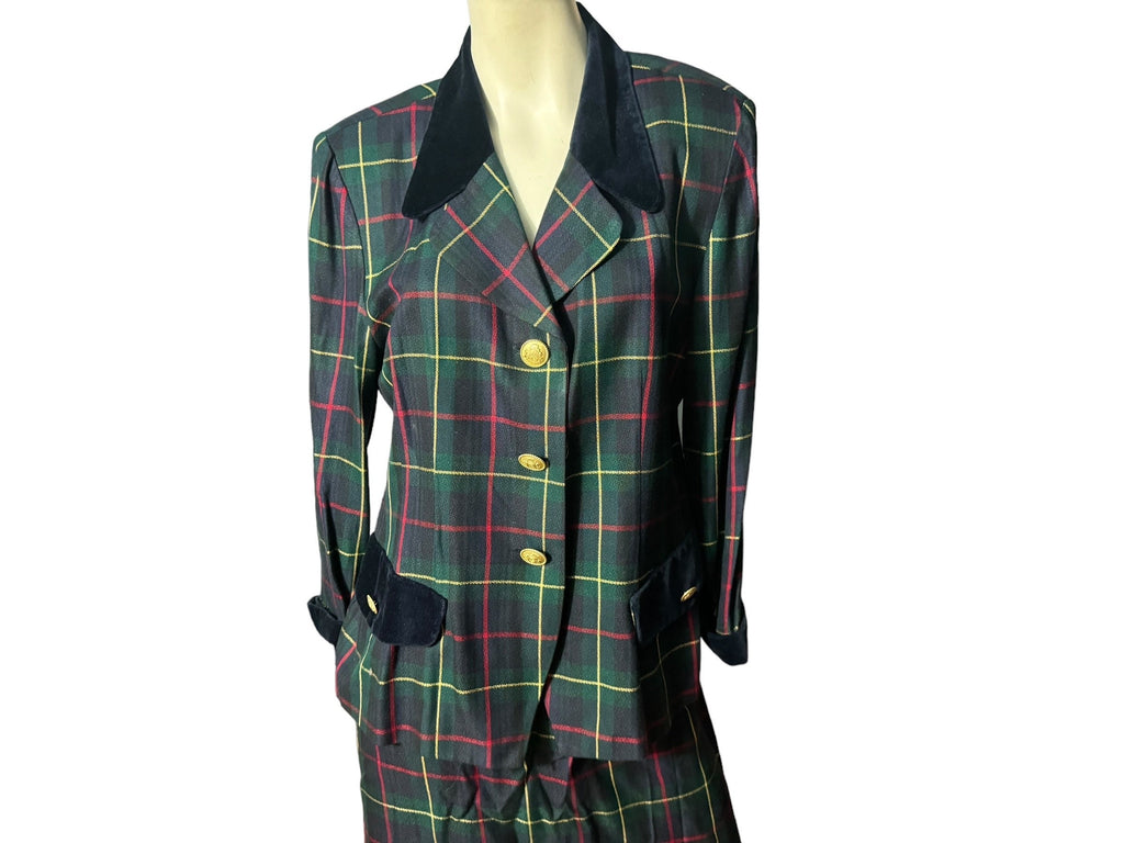 Vintage plaid 80's suit 14 L Dani Max