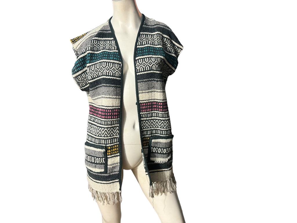 Vintage woven rug vest L