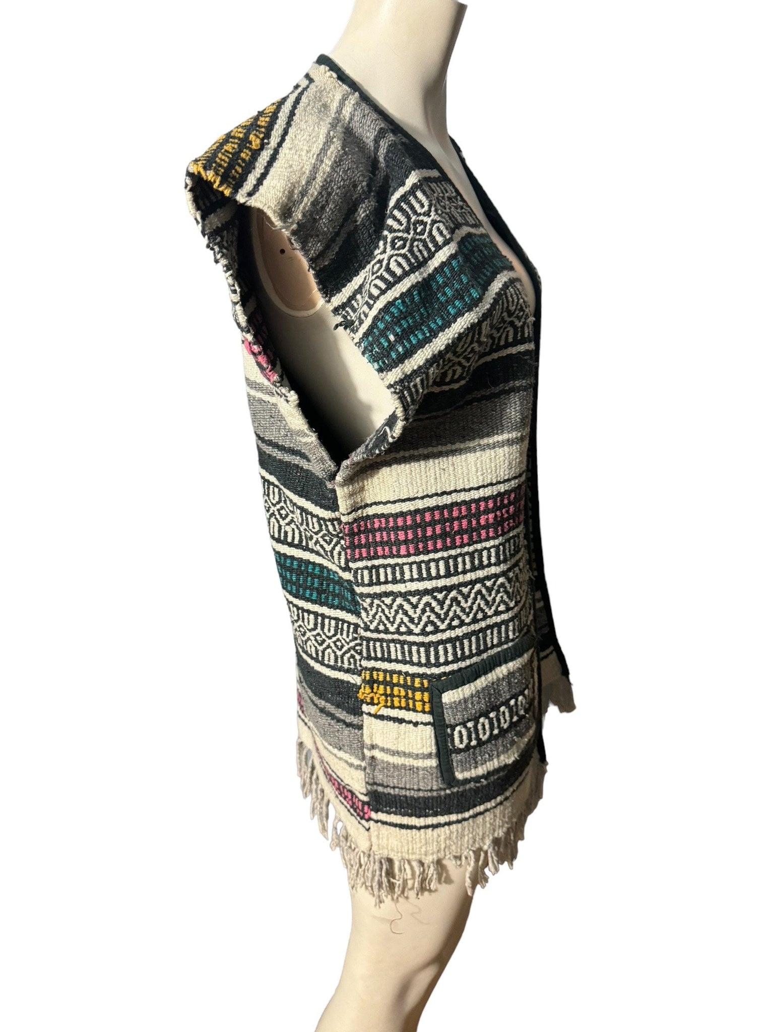 Vintage woven rug vest L