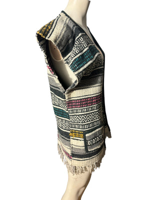 Vintage woven rug vest L