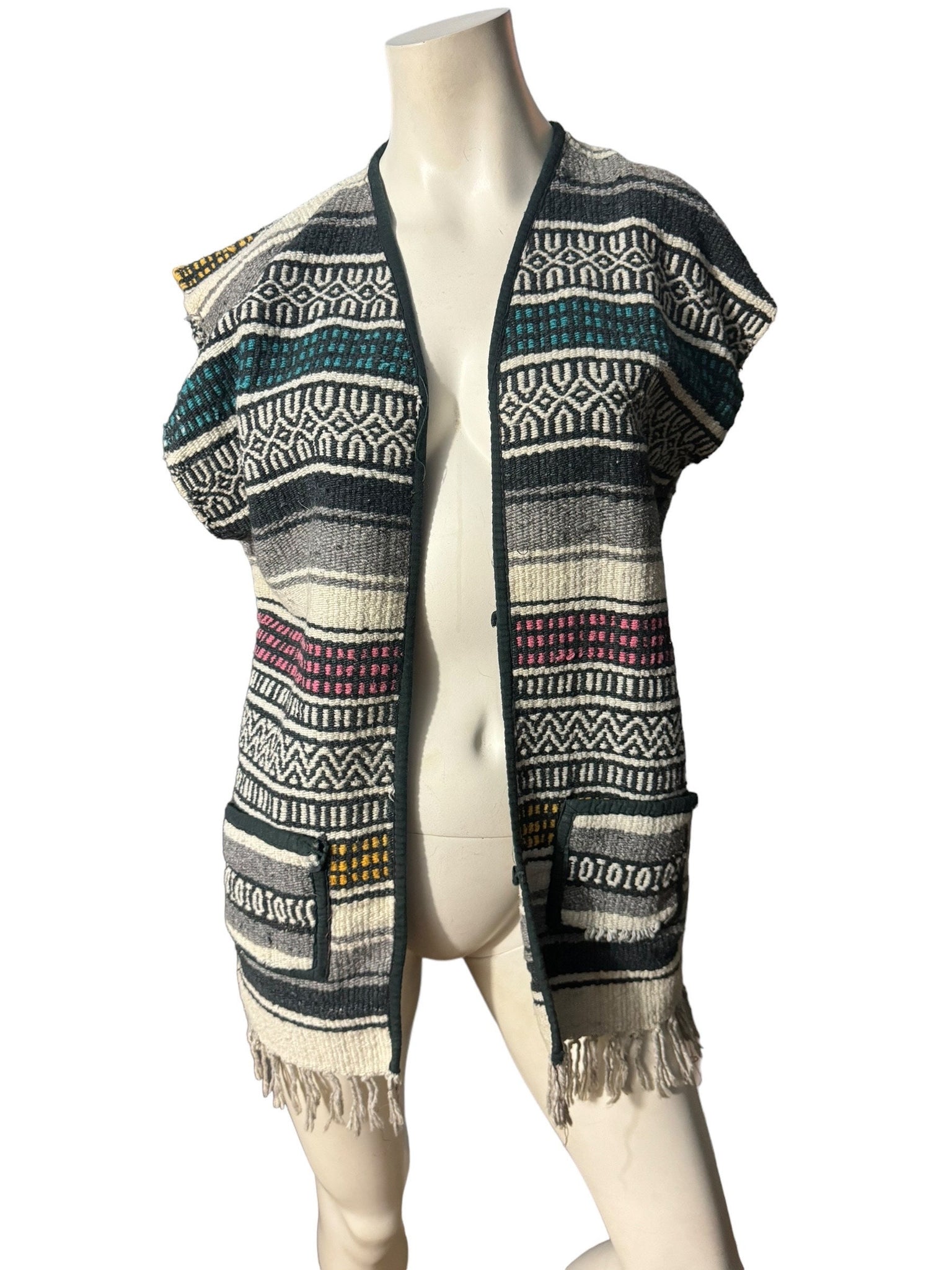 Vintage woven rug vest L