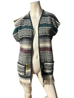 Vintage woven rug vest L