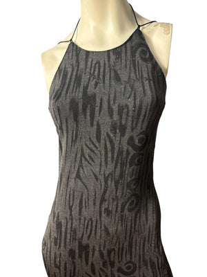Vintage 80's Jump black bodycon halter dress M 5/6