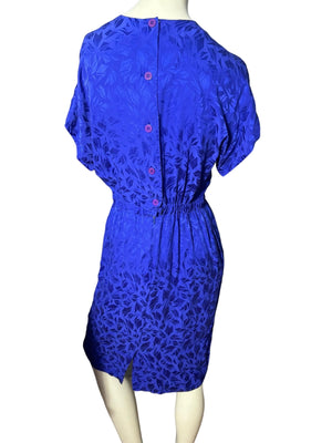 Vintage 80's blue silk dress 12 Liz Claiborne