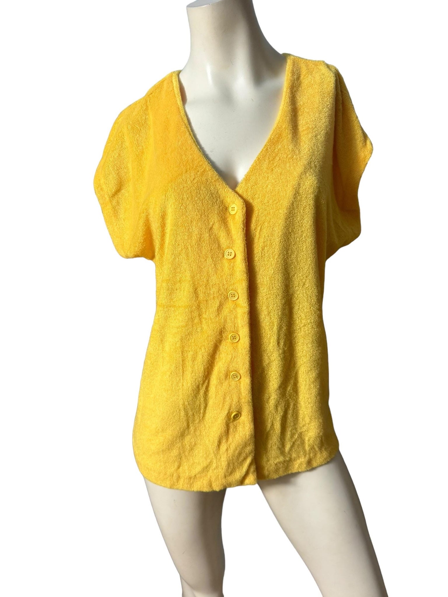 Vintage 70's yellow terry cloth shirt L XL
